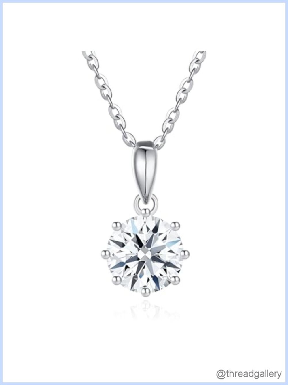 Moissanite Solitaire Pendant Necklace 925 Sterling Silver 18K White Gold Plated